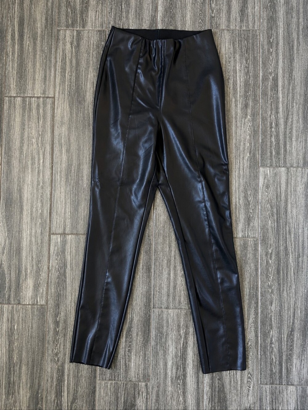 Black Faux Leather High-Waist Leggings